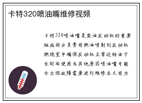 卡特320喷油嘴维修视频